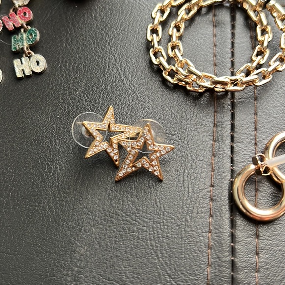 Lot of Earrings 10 pairs Hoops Christmas Rhinestones - Picture 4 of 6